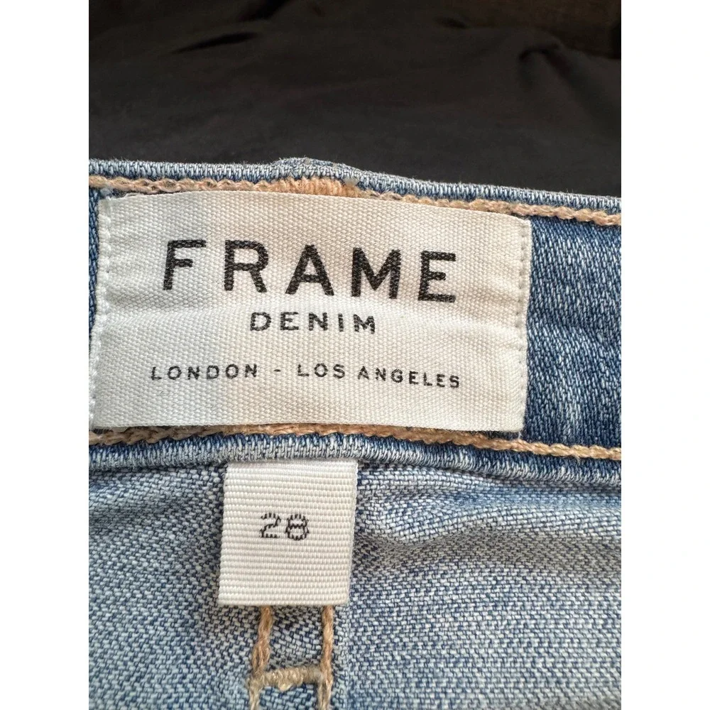 FRAME Le Skinny de Jeanne‎ Women 28 Light Blue Distressed Stepped Frayed Hem